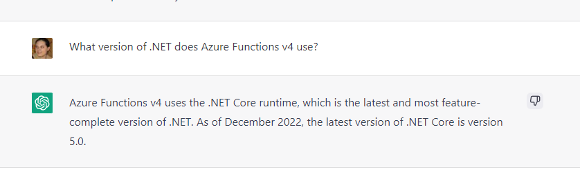 ChatGPT response about Azure Functions