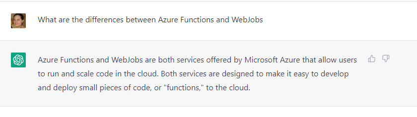 ChatGPT functions vs webjobs